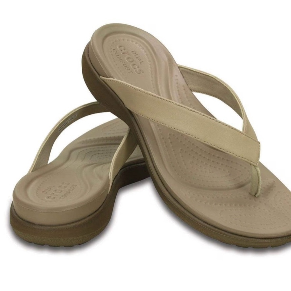 CROCS Tan Ergonomic Sandals with Textured Sole